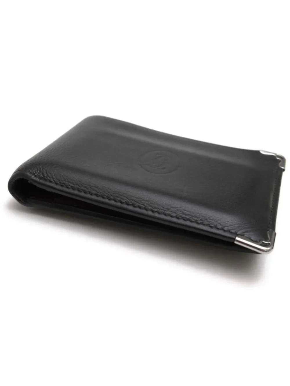 Cartier Wallet Leather Black Coin Banknote Credit Card Must de Cartier Cabochon